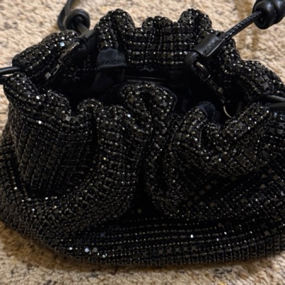 NWT Glitter Dumpling Weighty Squishy Black Crystal Encrusted evening Bag